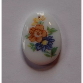 Vintage White Glass Pendant with Flower Decal pnd118