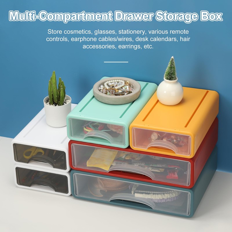 PATIKIL Small Stackable Storage Drawers, Stacking Drawers Mini Desk Bathroom