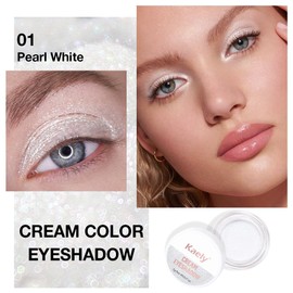 evpct Kaely Cream Eye Shadow Circle Pallette Eyeshadow Brightener, Pearl White Sparkle Eye Shadow Applicator Palette Makeup Long Lasting Waterproof sombra negra para ojos para ojos brillantes P01