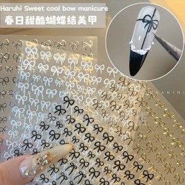 [Overseas] Nail Art Stickers, Character Nail Stickers, Nail Materials, Small Bow Stickers, Manicure Style, Simple, Popular, 12 Free Sizes/C399 Blue Bow 50ea