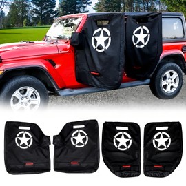 West-xingzhe Hard Door Storage Bags for Jeep Wrangler Door Storage Bags Hanger with Handle Compatible with Wrangler CJ YJ TJ JK JL JT 1976-2025 4 Doors Cover with Mirror Storage Bag, 4 Pack