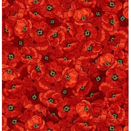 Poppy Dreams by Timeless Treasures Packed Red Poppy Flowers Cotton Fabric by The Yard