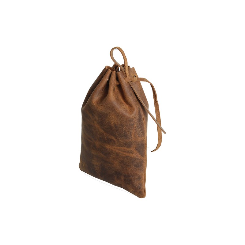 Leather Drawstring Pouch multipurpose Medieval coin waist bag, Vintage Brown,