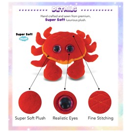 Puzzled Big Eye Plush, 6", Red Crab