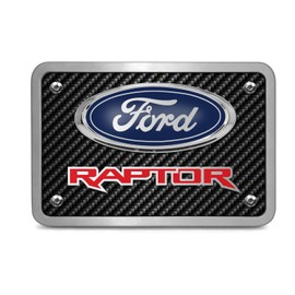 iPick Image Made for Ford Raptor in Red 3D Logo Carbon Fiber Texture Billet Aluminum Tow Hitch Cover
