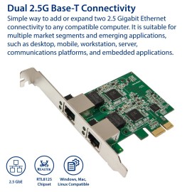 Syba Dual 2.5 Gigabit Ethernet PCI-E Card RJ45 LAN Low Profile SD-PEX24066