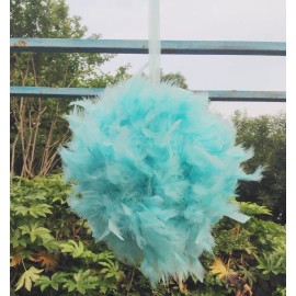 Feather  Paradise Aqua Blue Feather PomPoms Kissing Ball Wedding Decorate Chandelle Ball 6 Inch