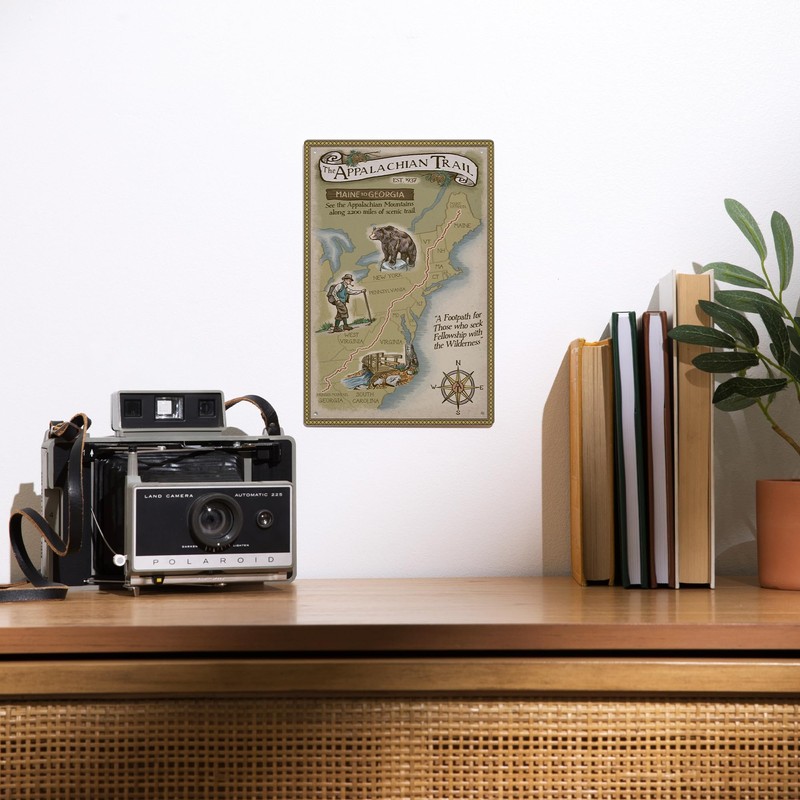 Lantern Press 6x9 Inch Metal Sign, Appalachian Trail Map