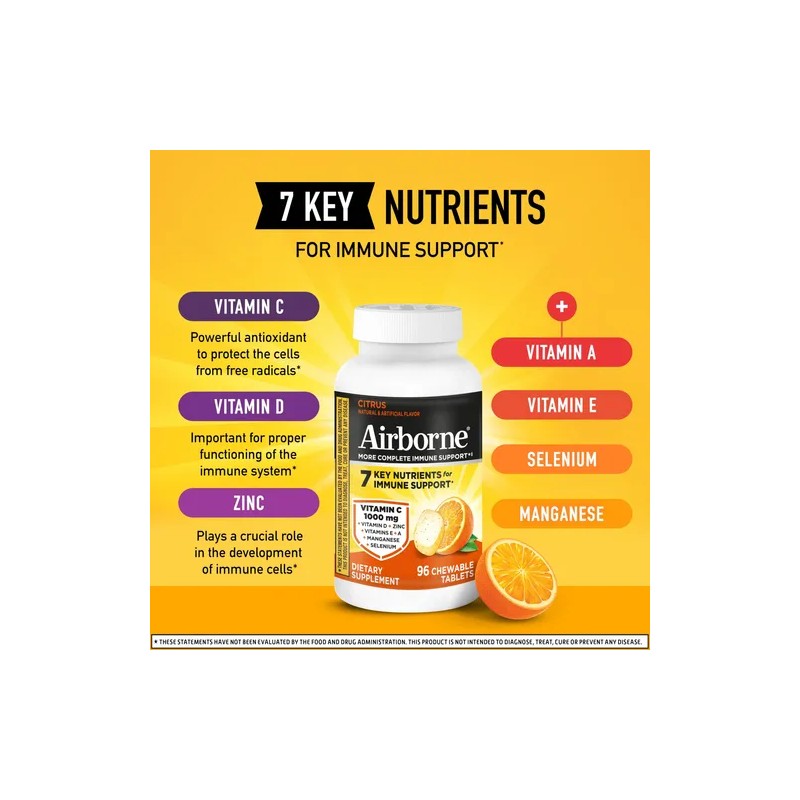 Airborne Vitamina 1000mg Masticables Zinc Tabletas