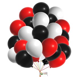 Red Black and White Balloons 10 Inch Latex Balloons Set for Boys Casino Racing Theme Birthday Wedding Baby Shower Graduation Party Decorations Balloons Pack of 25