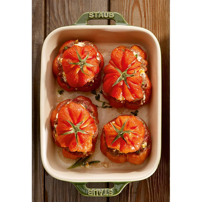 Staub Ceramic Rectangular Baking Dish 7.5 x 6-inch Basil