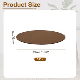 uxcell Round Felt Furniture Pads, 5Pcs 11" Dia x 0.12" Thick Adhesive Backed Felt Non-Slip Anti-Scratch Felt Pads Chair Leg Protectors for Protecting Hardwood Floor, Brown