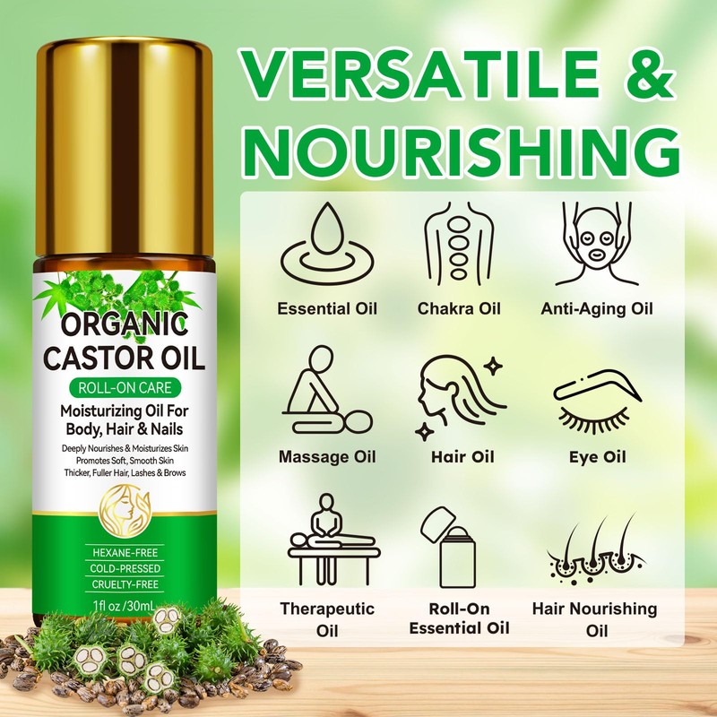 MAYPJHEH Organic Castor Oil,100% Pure Cold Pressed Castor Oils for
