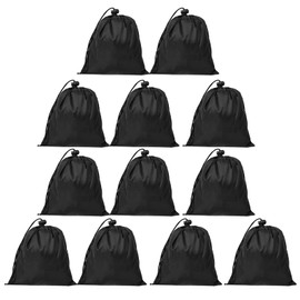 Lusofie 12 Pcs Small Drawstring Bags Bulk Black Cinch Bags Drawstring Bag Nylon Draw String Back Bag Waterproof Storage for Gym Sports Travel for Men Women(7.1 x 7.9inch)