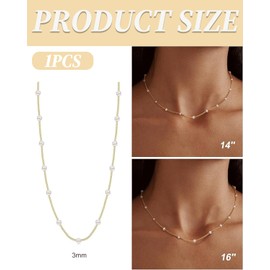 UYRVAPE Pearl Necklace Women's 14K Gold Necklace Silver Chain Gold Chain Pearl Necklace Choker Chain Gold Necklace Chain Freshwater Pearls Necklace Women Gifts Jewellery Ladies