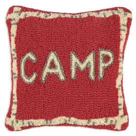 Chandler 4 Corners Artist-Designed Camp Hand-Hooked Wool Decorative Throw Pillow (14 in x 14 in) Lake & Lodge Pillow for Couches & Beds - Easy Care & Low Maintenance - Square Lake House Pillow
