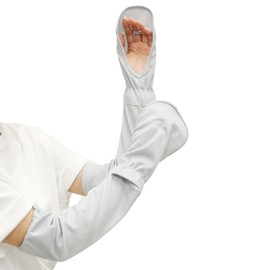 [np] MRG Arm Cover Women's UV Protection Thin Sun Protection Long Large Size Loose Not Stuffy Wrist Finger Finger Arm Gloves Arm Cover Stylish Bolero Driving Bicycle Golf White Gray UV Sun Protection Sun Protection Large Size Breathable (01. Single Item,