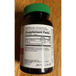 Natures Measure / Peoples Choice Lot Of 2 Biotin For Hair Skin & Nails Aids In Metabolism 30 Tablets Each
