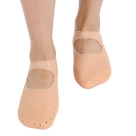 Moisturizing Socks – Hydrating Gel-Lined Spa Socks for Soft, Smooth Feet – Treat Dry, Cracked Heels & Rough Skin – Unisex Foot Care Solution (Skin colour, One size)