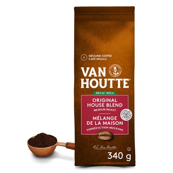 Van Houtte Original House Blend Decaf Ground Coffee, 340g, Can Be Used With Keurig Coffee Makers