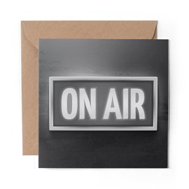 1 x Greeting Card BW - On Air Radio Studio Sign - Blank Birthday Celebration Anniversary #42104