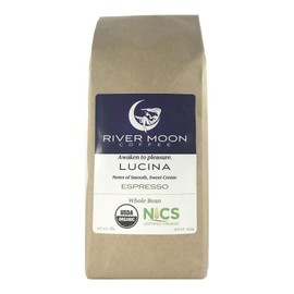 River Moon Coffee, Organic Espresso Coffee Beans, 16 Ounces, Italian Style Medium Roast, USDA Organic Certified, Non GMO, Direct Trade, 100% Arabica, Lucina Blend