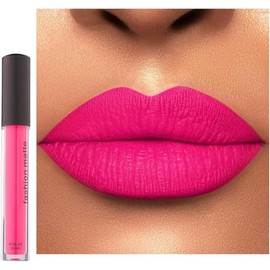 Velvet Matte Liquid Lipstick, Bright Hot Pink, Waterproof, Long-Lasting, 3ml