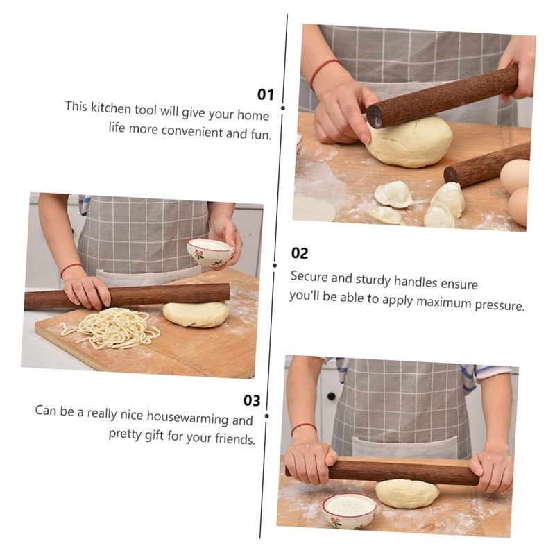 Ipetboom Head Wooden Rolling Pin Non Stick Dough Roller for