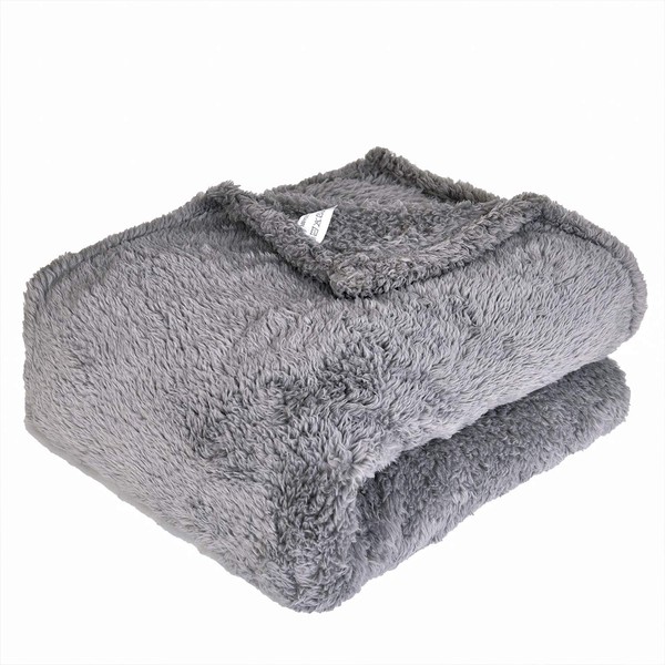 EHC Teddy Fleece Super Soft Warm Fluffy Throw Thermal Sofa Blanket 130 x 170cm - Grey