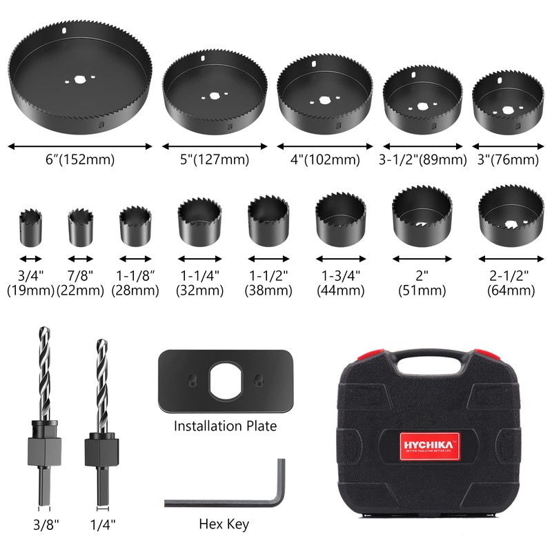 Hole Saw Set HYCHIKA 19 Pcs Hole Saw Kit with