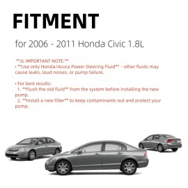 Unbranded Power Steering Pump w/Pulley 21-5456 For Honda Civic 1.8L 2006-2011 56110RNAA02