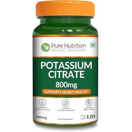 Pure Nutrition Potassium Citrate 800mg | 120 Caps | Support Electrolyte Balance | High Potency 800mg Potassium Citrate per Serving.