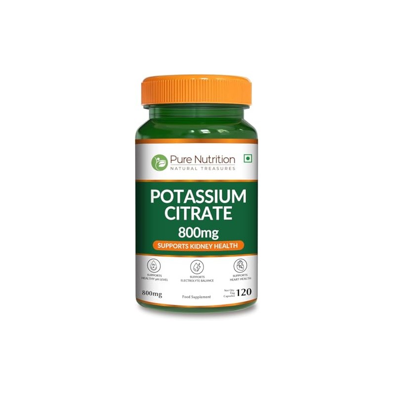 Pure Nutrition Potassium Citrate 800mg | 120 Caps | Support