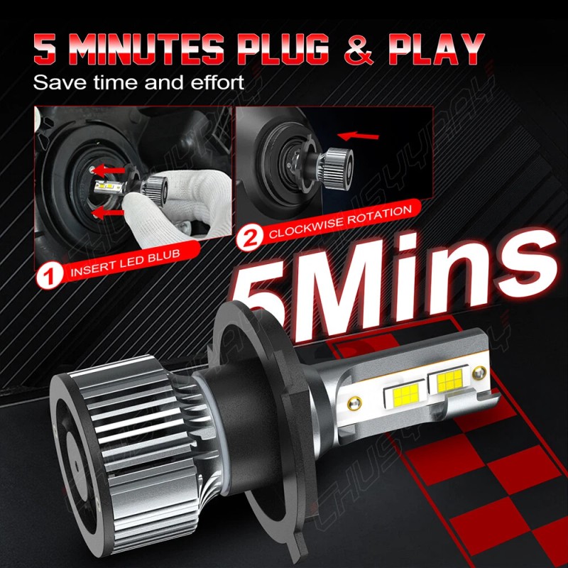 CHUSYYRAY 9003 H4 White LED High/Low Beam Headlight Bulbs Kit