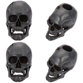 OLYCRAFT Pack of 4 Skull Beads Brass European Beads with Large Hole 6 mm Hole Beads Gunmetal Skeleton Beads DIY Jewellery Charms Accessories for Jewellery Making Bracelets