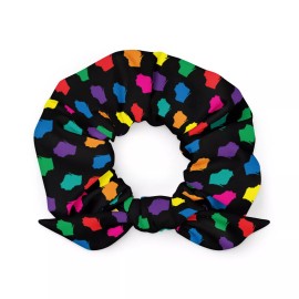 Unbranded Wisconsin Multicolored Pattern Recycled Polyester Hair Scrunchie with Bow