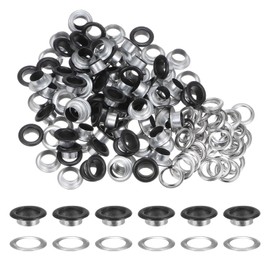 QUARKZMAN Pack of 100 Eyelets 2/5" (10mm) Inner Diameter Metal Eyelets with Washers for Shoes, Leather, Beads, Canvas, Labels, Matte Black