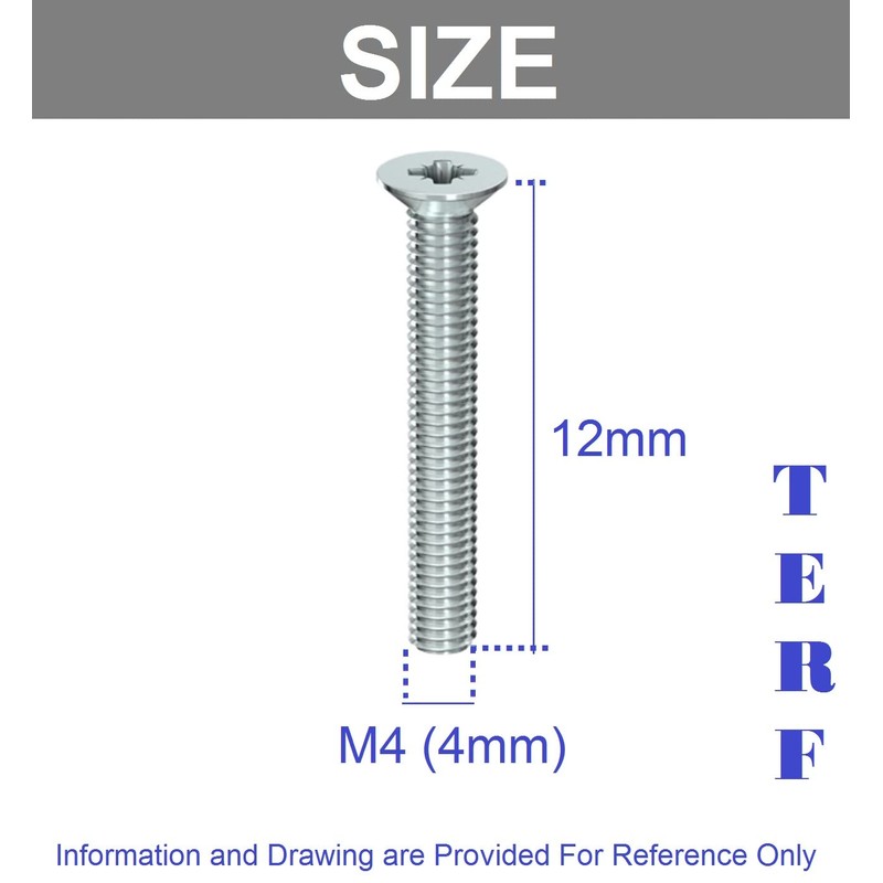 TERF® M4 X 12mm Pozi Countersunk Machine Screw M4 (4mm)