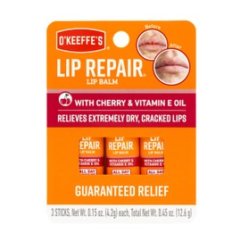 O'Keeffe's Lip Repair Lip Balm with Cherry & Vitamin E Oil, Stick (Pack of 3)