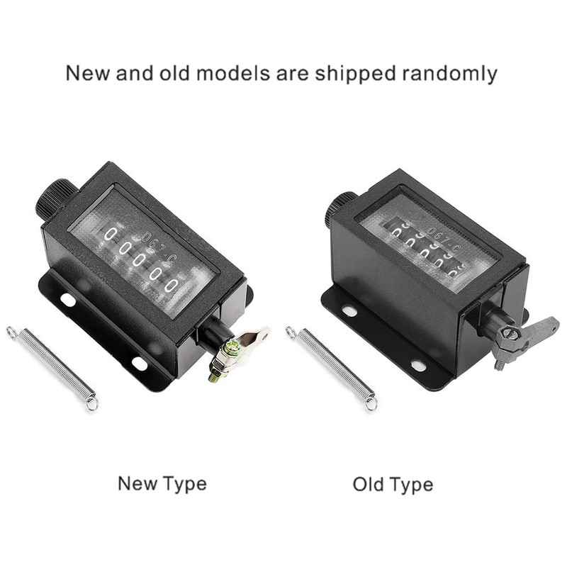 Mechanical Counter, 5-Digit 0-99999 Rotary Knob Resettable Black Rotation Click