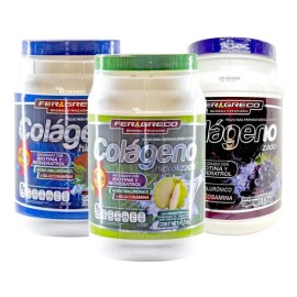 Colágeno Hidrolizado Glucosamina Biotina Surtidos Ferygreco Sabor UVA MANZANA COCO