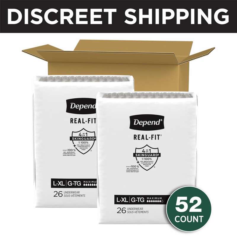 Depend Real Fit Adult Diapers, Incontinence Underwear for Men, Disposable,