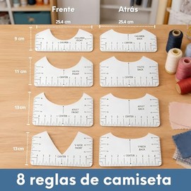 Timotech Set 9 Piezas Regla para Camisetas y Guía de Alineación, Kit de Herramientas de PVC Flexible para Centrado de Vinilo y Prensa de Calor en Play