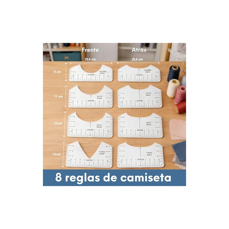 Timotech Set 9 Piezas Regla para Camisetas y Guía de