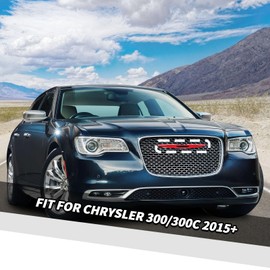 Jimen Fit for Chrysler 300/300C 2015-2023, 2PCS Front Grille Emblem Cover Trim & Rear Trunk Badge Cover (Red)