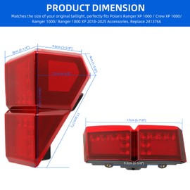 DREAMIZER LED Tail Lights Compatible with Polaris Ranger 1000 XP/Crew 2018-2025 2pcs 1000 XP Tail Light Assembly IP68 Waterproof Replace#2413766