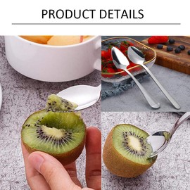 YFOX Fruit Spoon, Stainless Steel Spoon, Grapefruit Spoon, Dessert Spoon, Scratching Spoon, Serrated Edge, Pack of 2