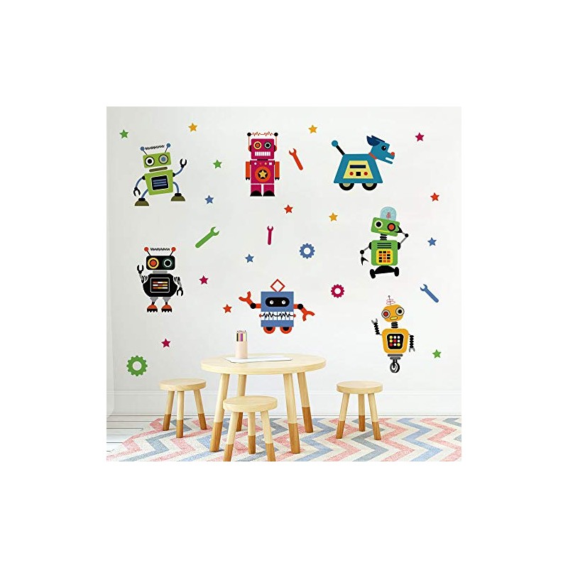 Runtoo Robots - Calcomanías de pared educativas para el aula