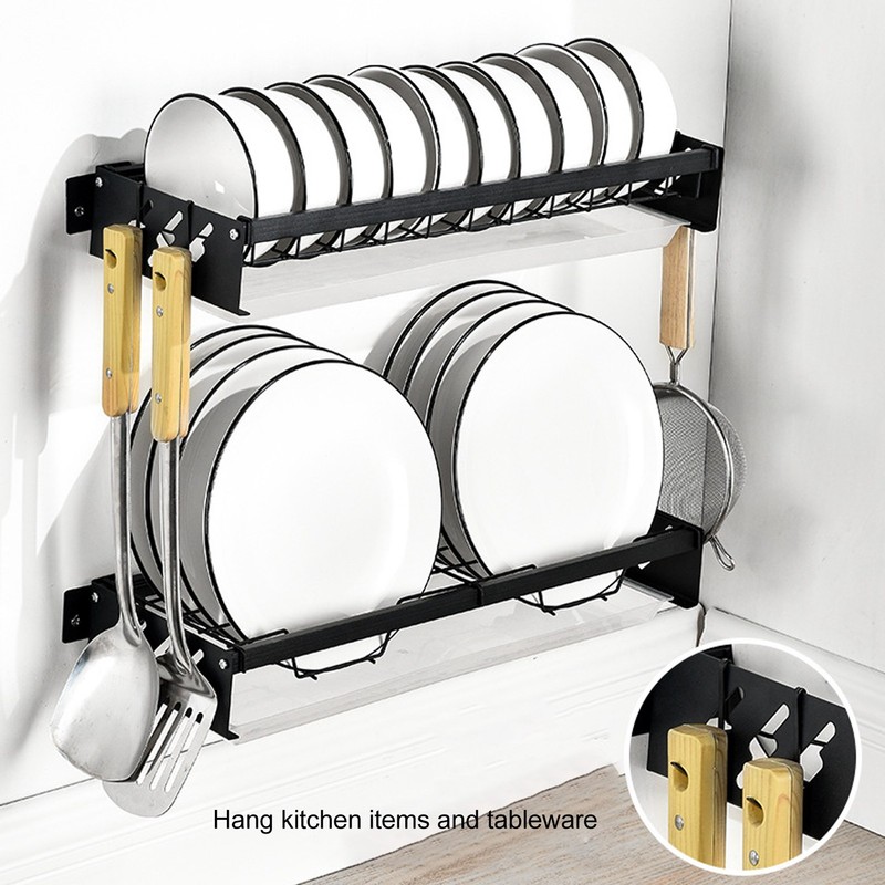 Kitchen Wall Mounted Tableware Holder Drain No Punching Drainage Flatware