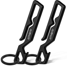 IUMIUN Titanium Quick Pocket Clip Key Chain Clip for Men Women-with Slim Profile Bottle Opener Keychain, Black 2 Pack, Small